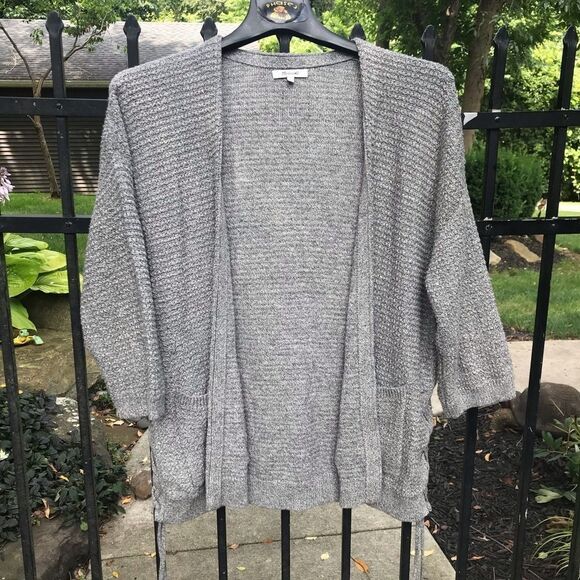 Madewell Side-Lace Open Cardigan Sweater in grey - Picture 4 of 8